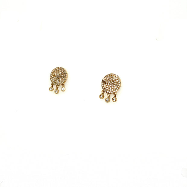 Diamond Pave Disc Earrings with Dangles