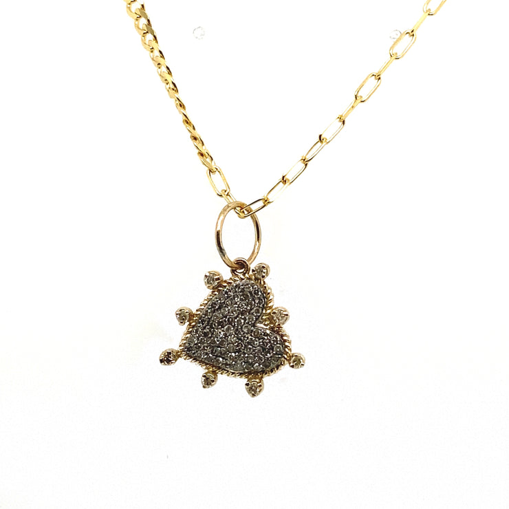 Diamond Pave Spikey Heart Charm