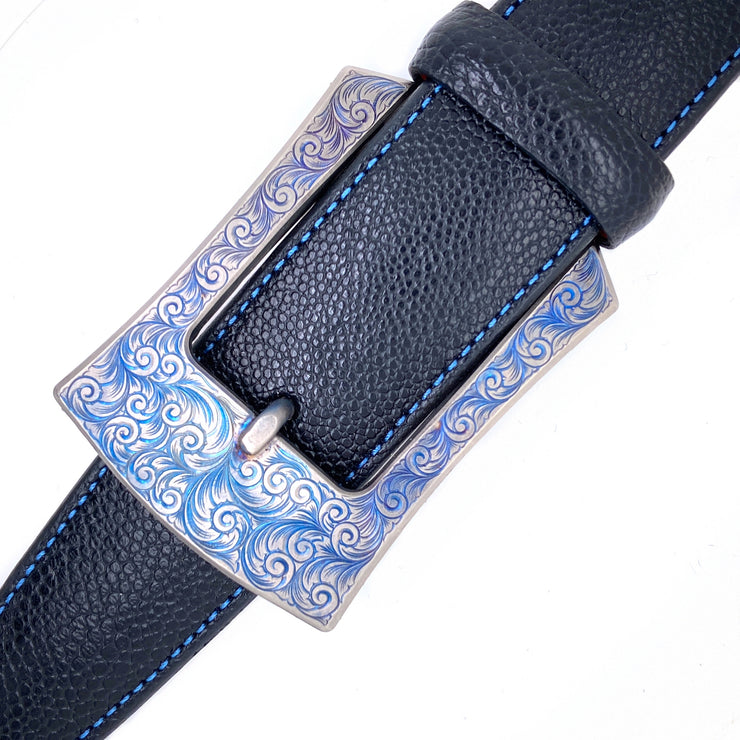 Read Wilson Blued Titanium Hand Engraved Belt Buckle