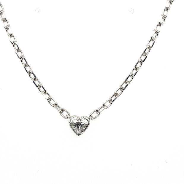 Bezel Set Diamond Heart Necklace