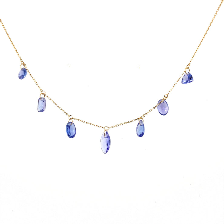 Multi Shape Tanzanite Dangle Necklace