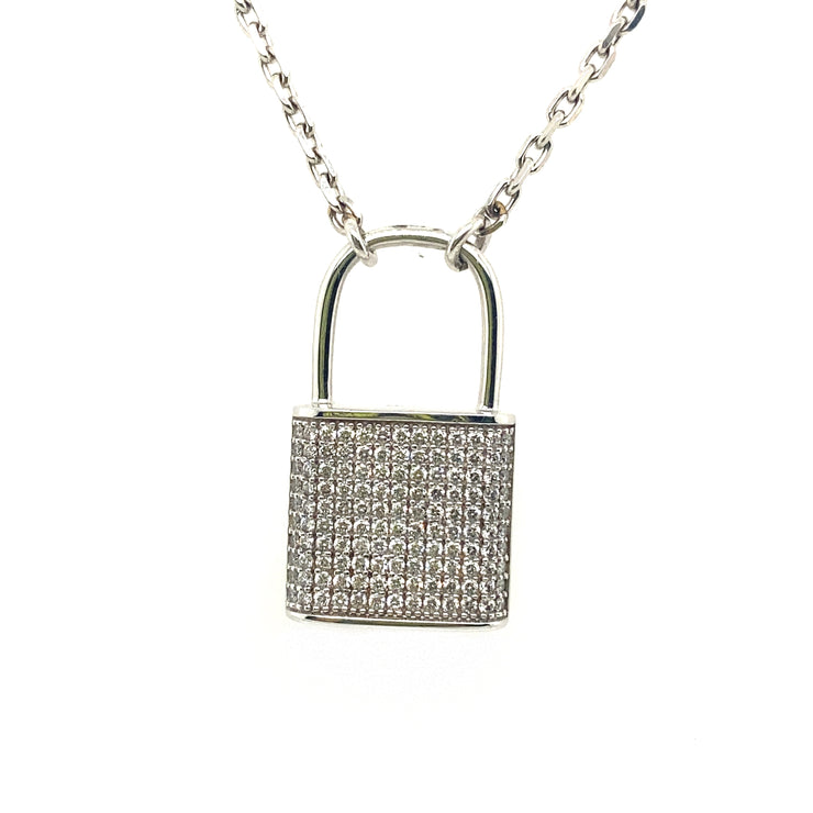 Diamond Pave Lock Necklace