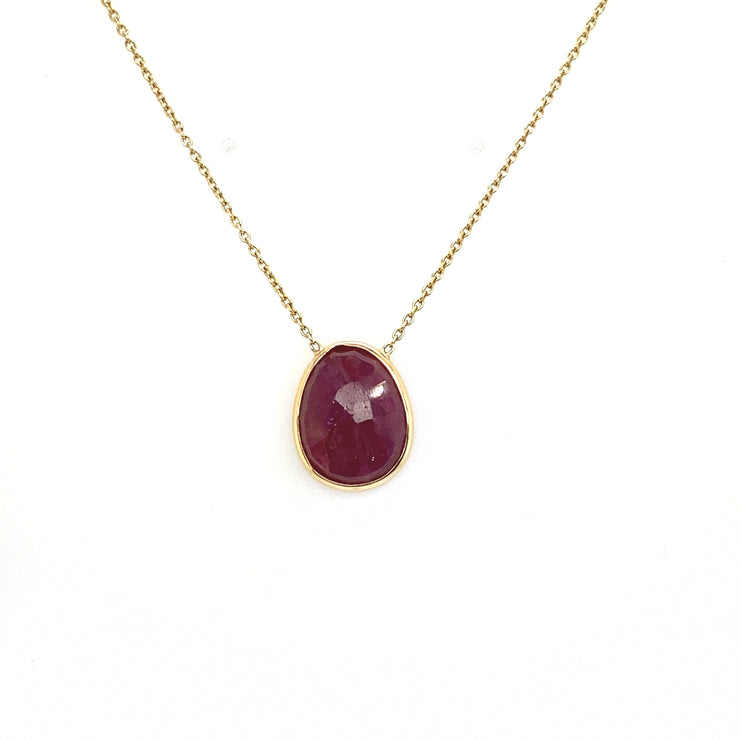 Rough Cut Ruby Slice Necklace