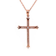 Rose Gold Diamond Cross Necklace 16-18"
