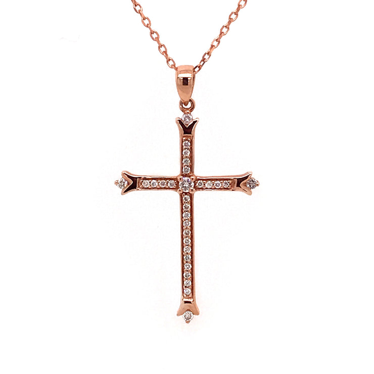 Rose Gold Diamond Cross Necklace 16-18"