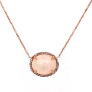 Opal and Diamond Rose Gold Necklace