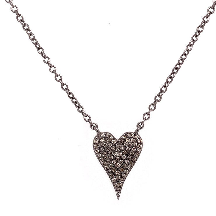 Mini Pave Diamond Heart Necklace