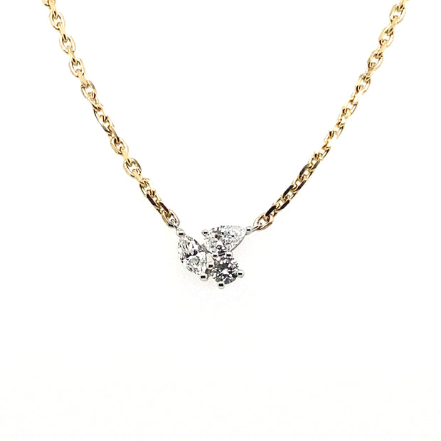 Three Shape Diamond Cluster Necklace