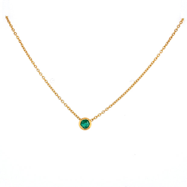 Bezel Set Emerald Necklace