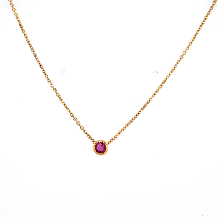 Bezel Set Ruby Necklace