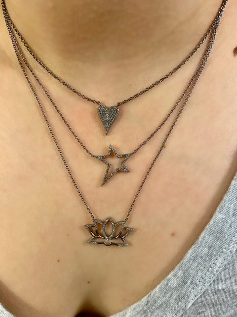 Lotus Necklace with Diamonds 14-18"