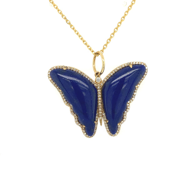 Lapis & Diamond Butterfly Charm