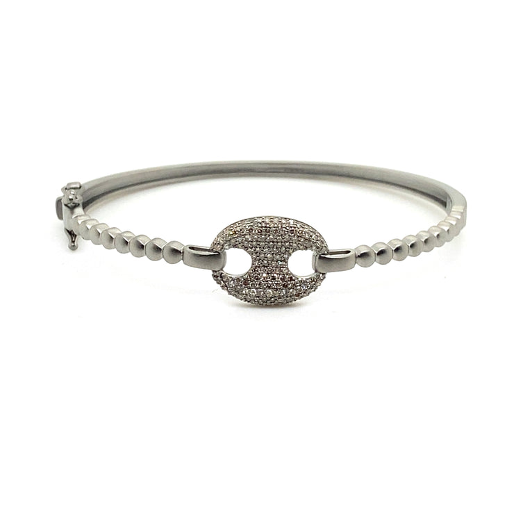 Pave Center Gucci Link Hinged Bangle