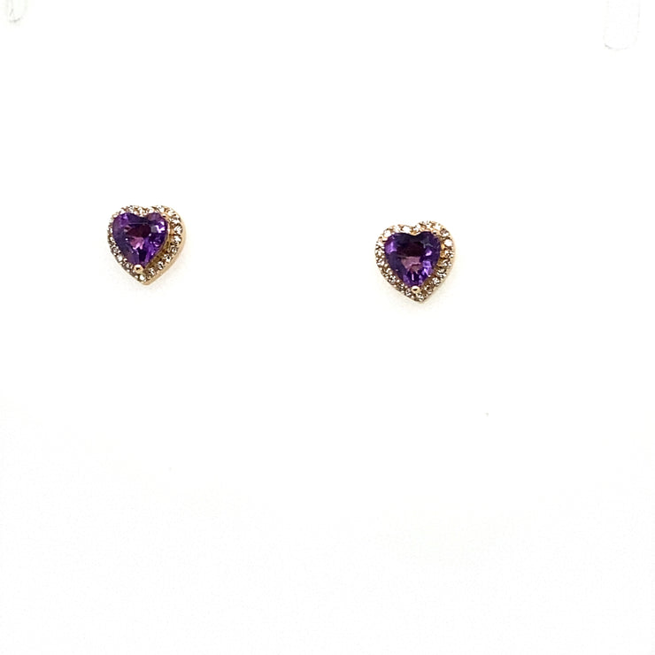 Gemstone Heart Stud Earrings