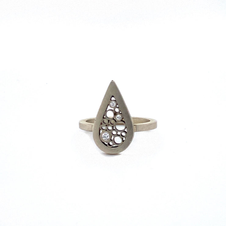 Silver Pear Shaped Diamond Ring - Belle Brooke