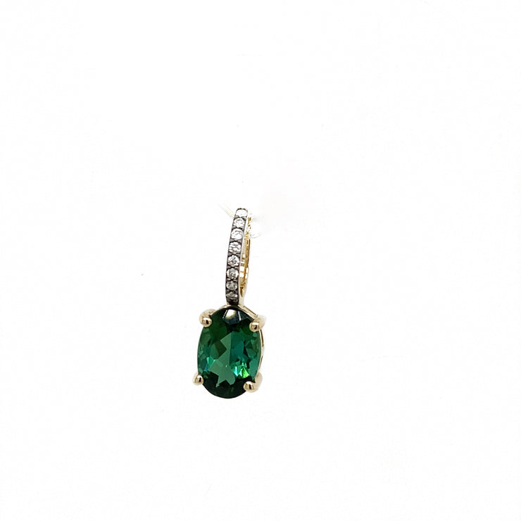 Diamond Bail Green Tourmaline Charm