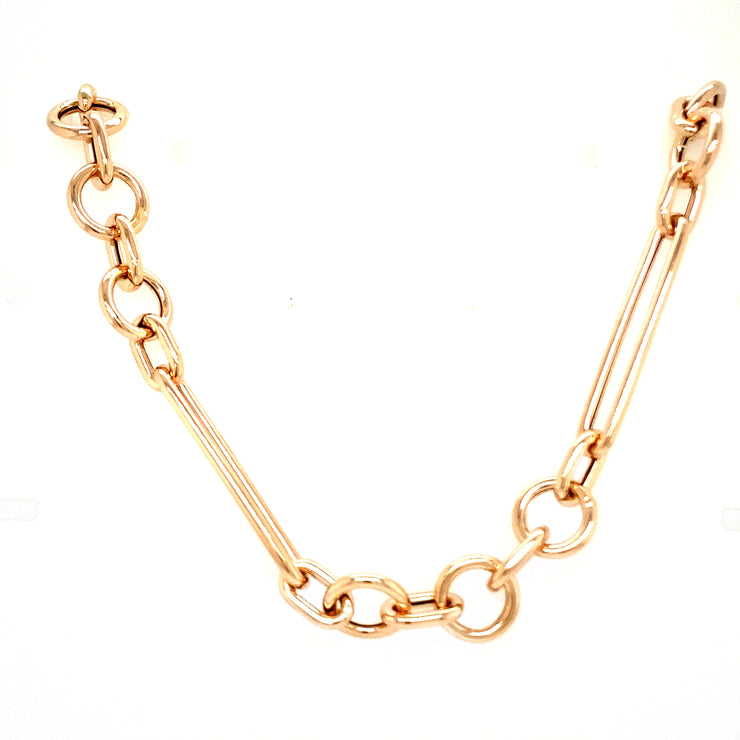 Rose Gold Oval + Round Chain Necklace