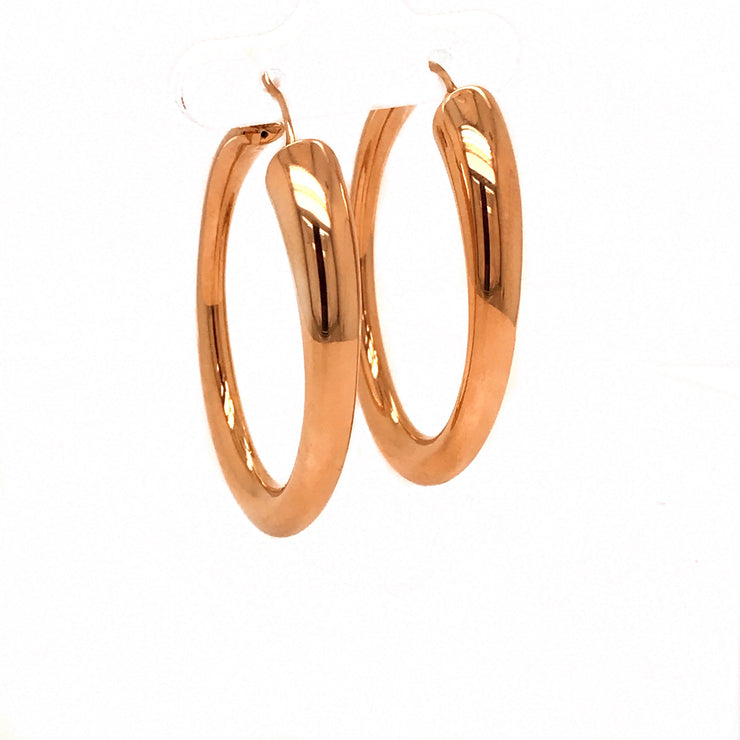 Yellow Gold Tapered Oval Hoop