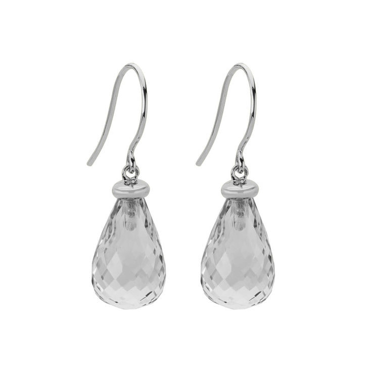 Quartz Briollette Dangle Earrings