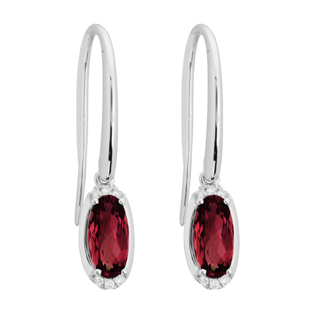 Garnet & Diamond Oval Earrings