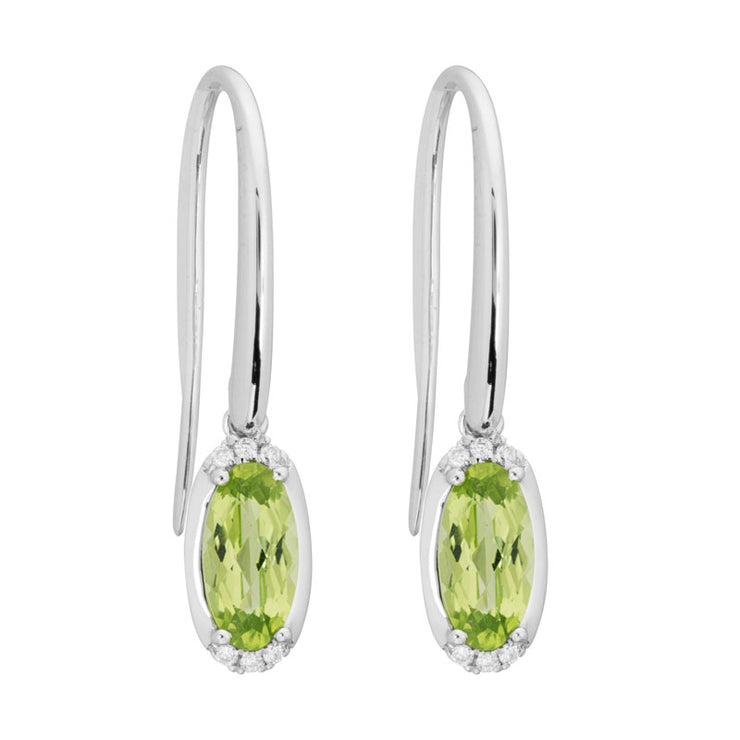 Peridot & Diamond Oval Earrings