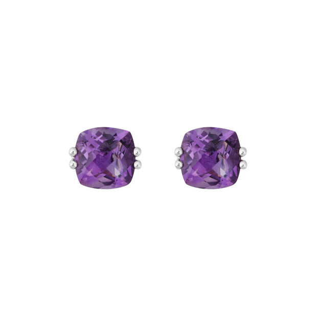 Colored Gemstone Cushion Studs