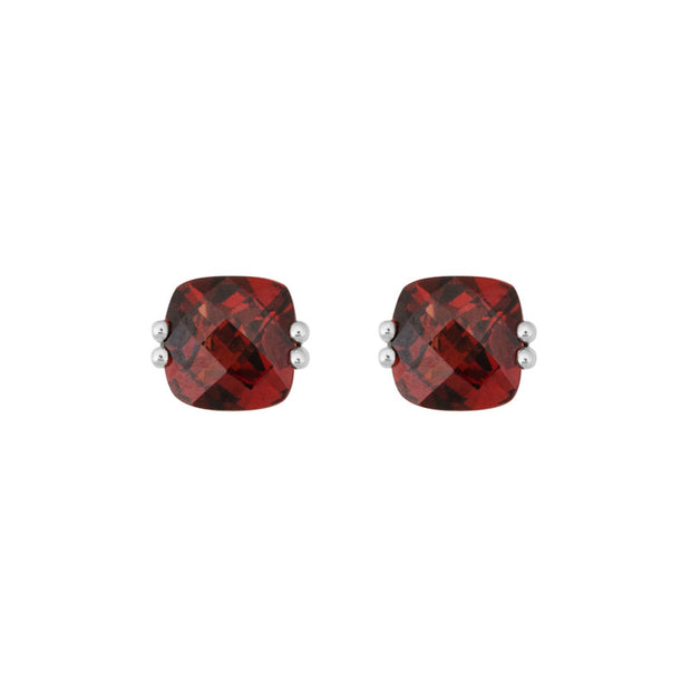 Colored Gemstone Cushion Studs