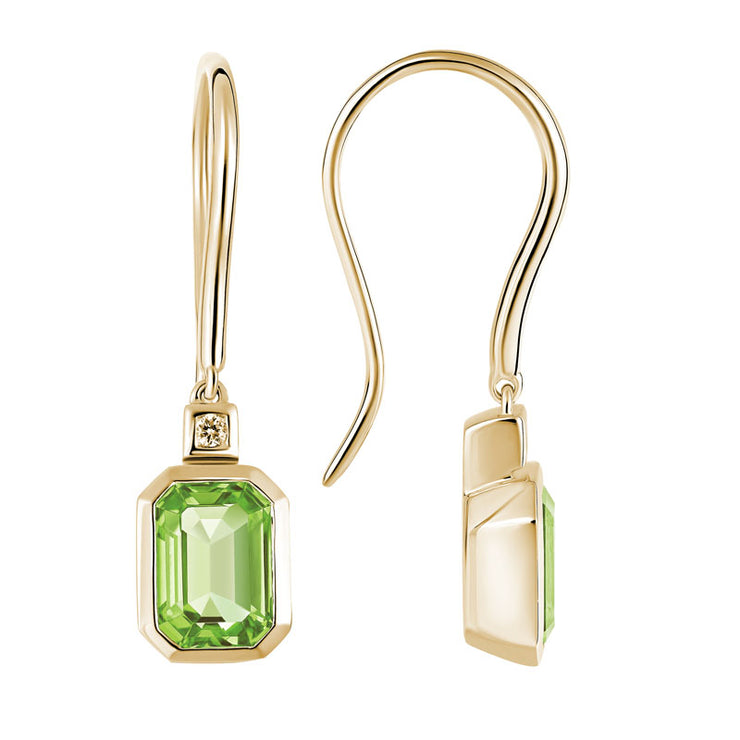 Bezel Set Peridot Dangle Earrings