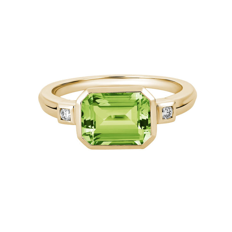 Bezel Set Peridot & Diamond Ring