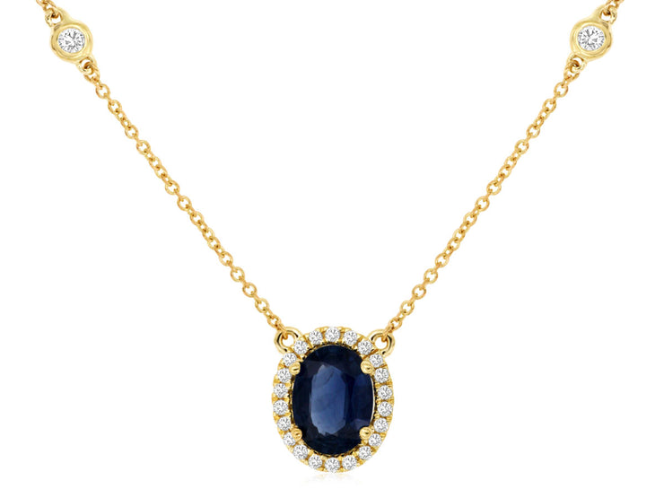 Sapphire Necklace with Diamond Stations