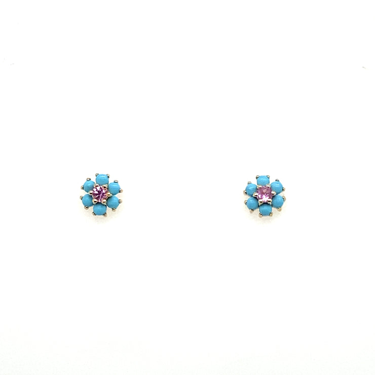 Turquoise Flower Stud Earrings