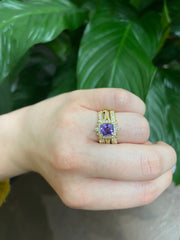 Yellow Gold Radiant Cut Purple Sapphire Engagement Ring