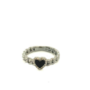 Gemstone Heart Chainlink Ring