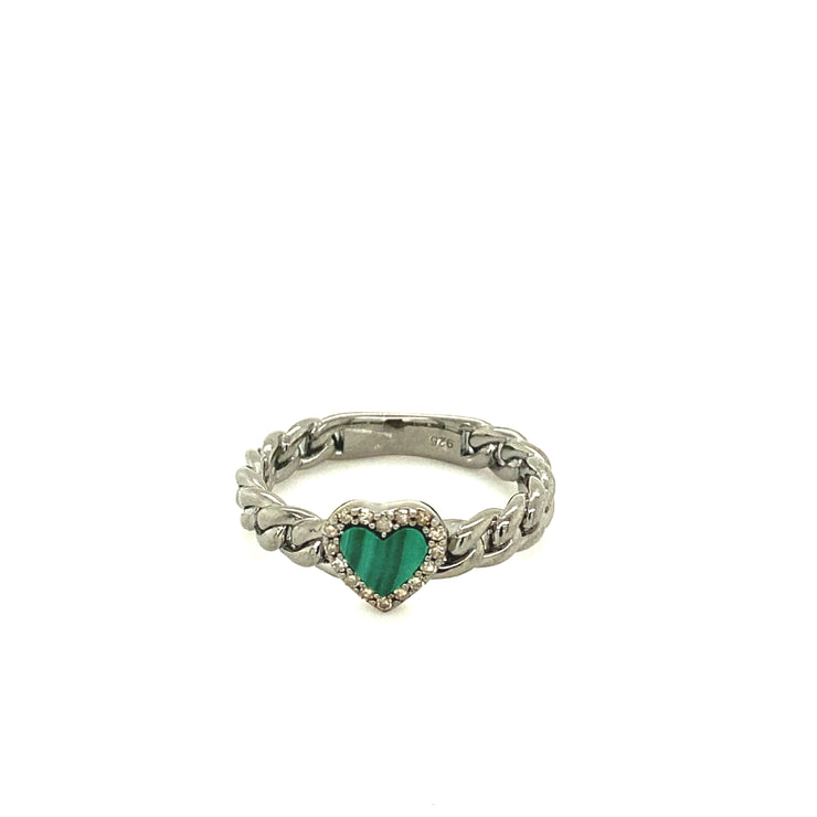 Gemstone Heart Chainlink Ring