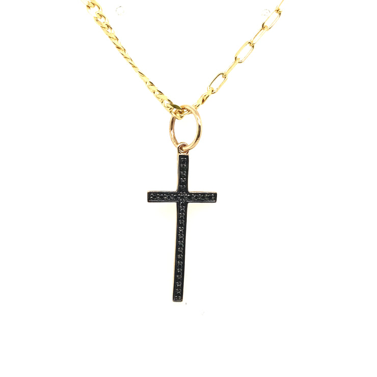 Black Diamond Cross Charm