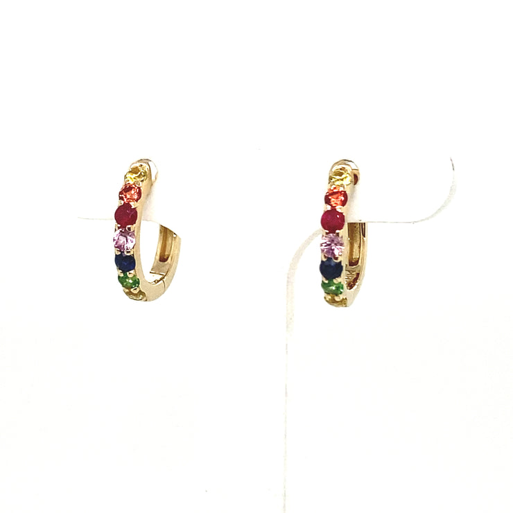 Multi Color Gemstone Huggies
