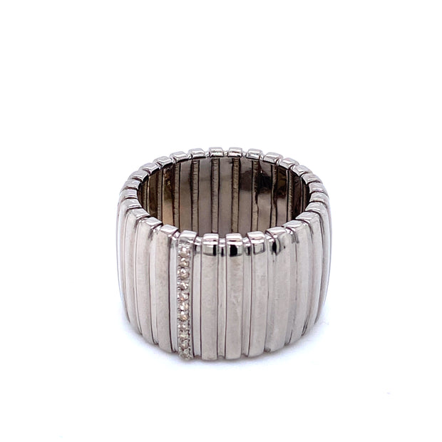 Wide Fluted Band with Diamonds