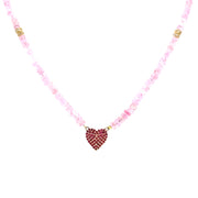 Reversible Ruby & Diamond Pave Heart Necklace