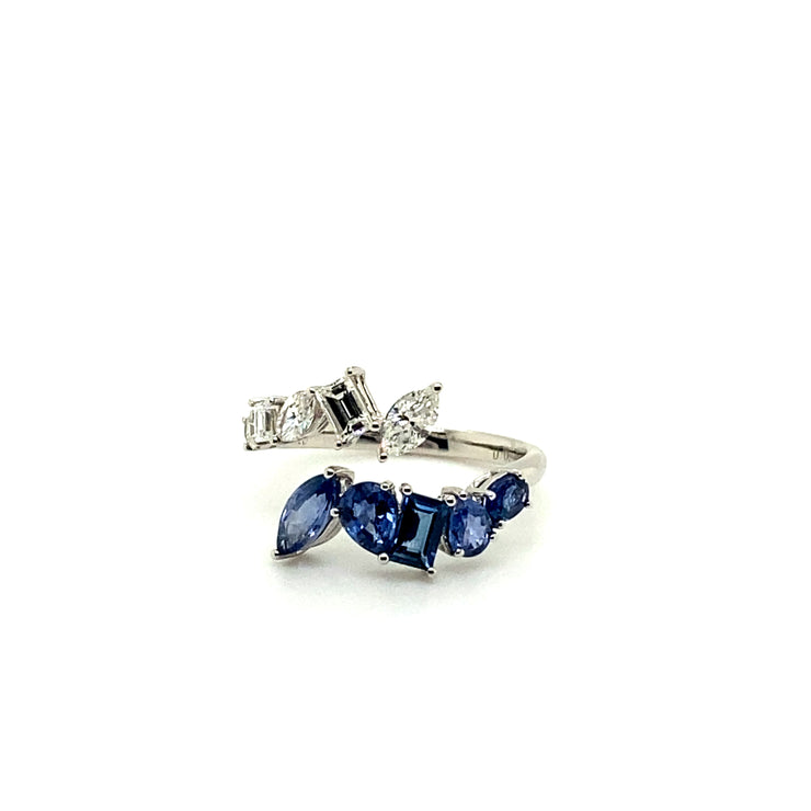 Mulit-Shape Sapphire & Diamond Bypass Ring