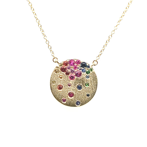 Rainbow Sapphire Circle Confetti Necklace