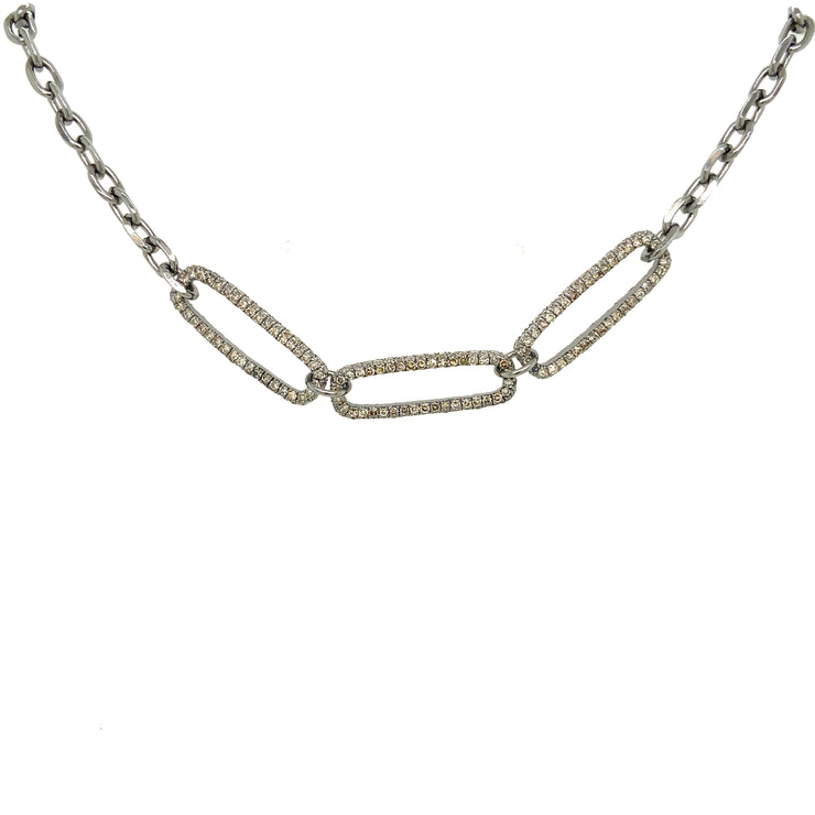 Diamond Pave Center Link Chain Necklace