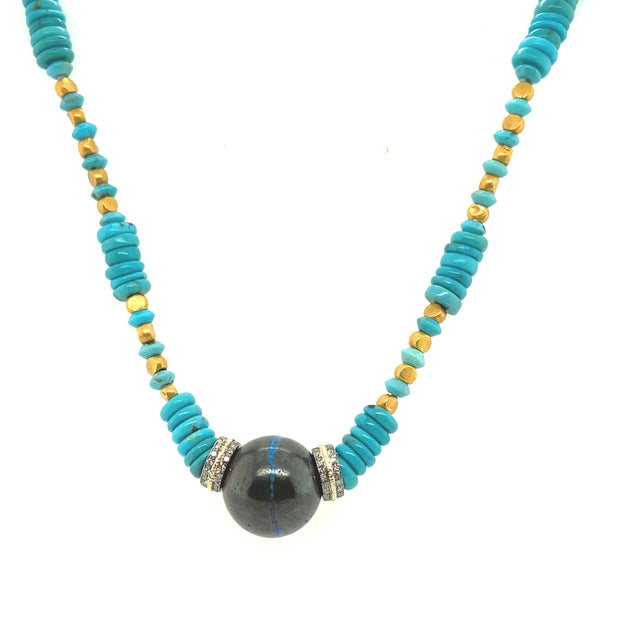 Boulder Opal & Turquoise Beaded Necklace