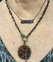 Multi-Color Sapphire Firework Baguette Necklace