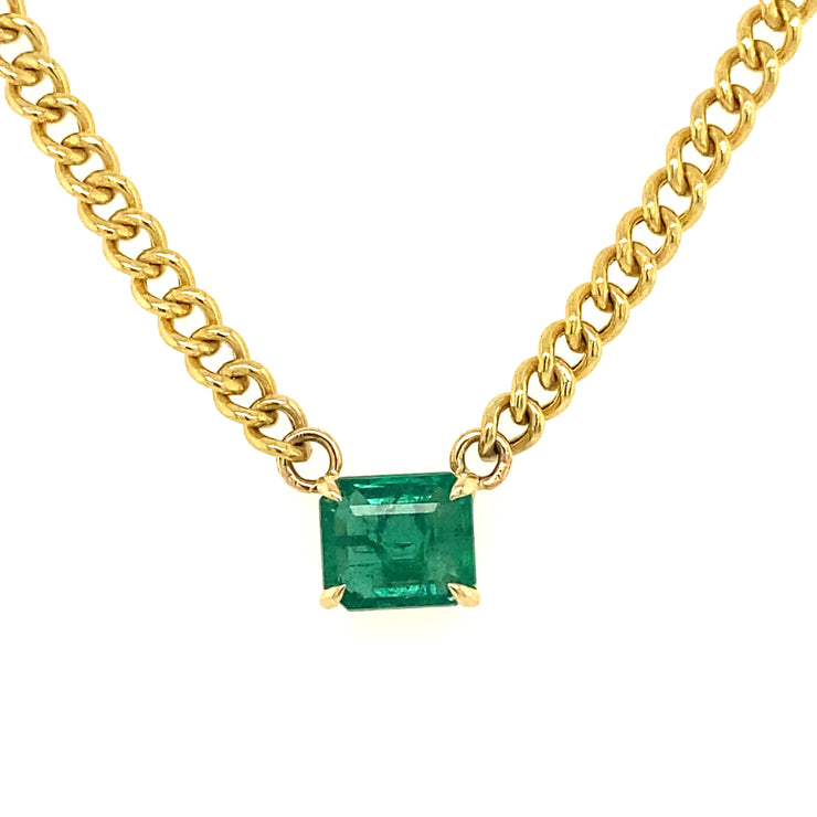 Emerald Cut Emerald Necklace