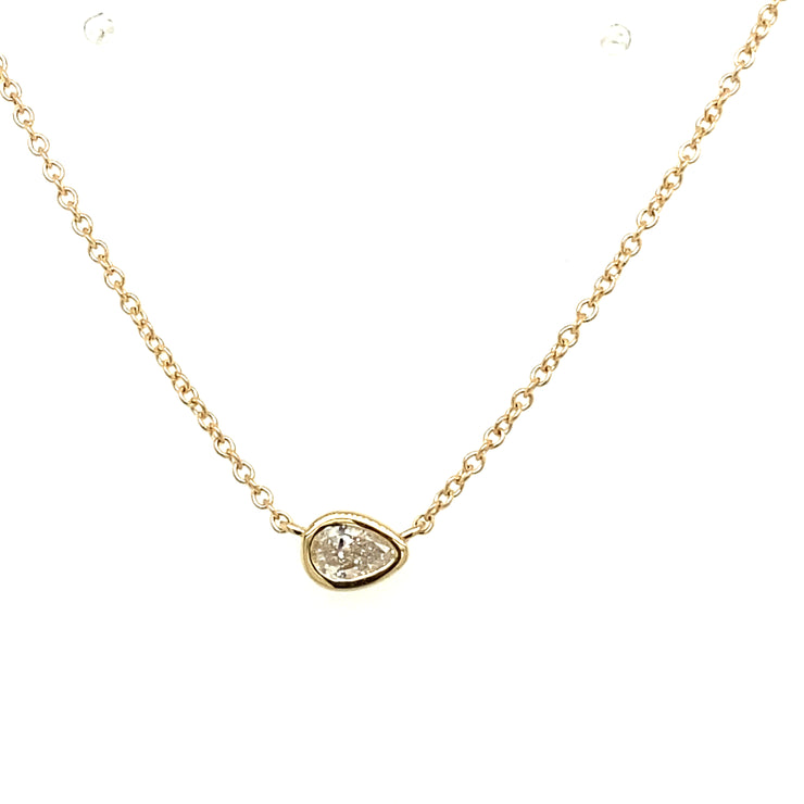 Bezel Set Pear Diamond Necklace