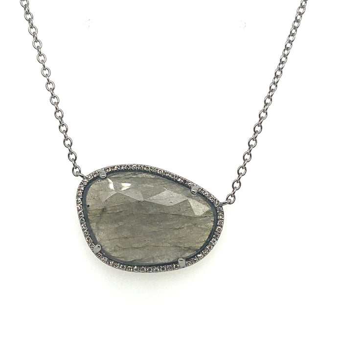 Organic Shape Labradorite & Diamond Necklace