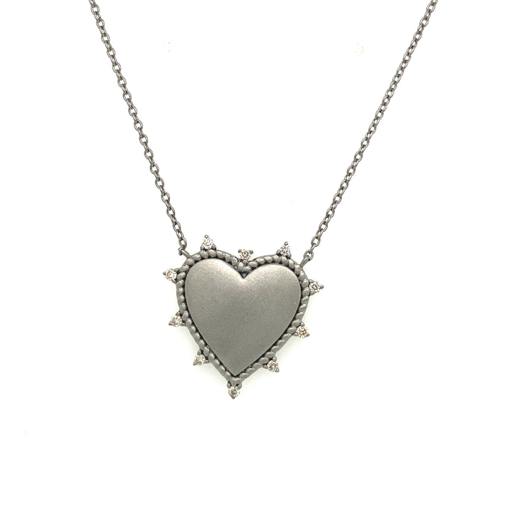 Sterling Silver Spikey Heart Necklace