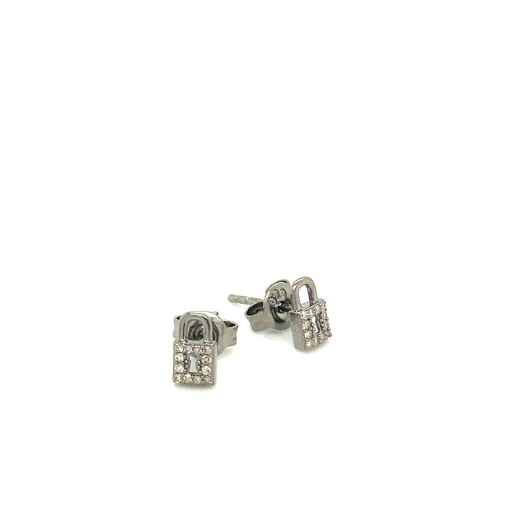 Diamond Pave Lock Earring