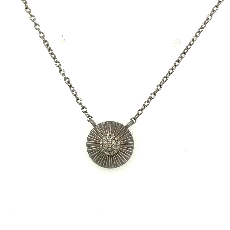 Round Fluted Pendant with Diamonds