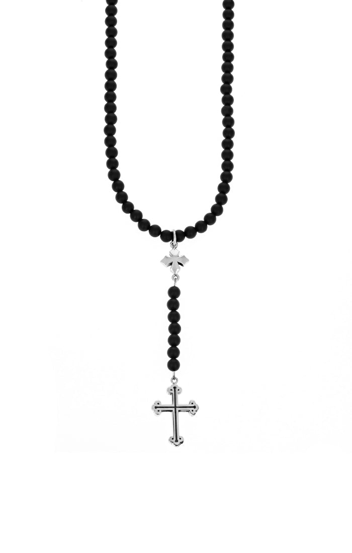 King Baby Double Cross Rosary Necklace